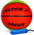 VECTOR X Speed 8 Panel Pebble Texture Rubber Moulded Butyl Bladder Indoor Outdoor Pump + Basketball - Size: 7