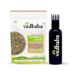 ved baba rosemary dried leaves with hair comb applicator for hair growth amp food  rosemary tea  organic dry herb  natural 200 gm