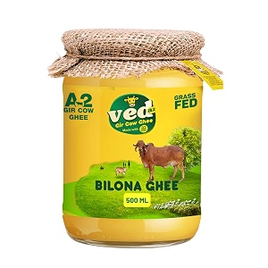 ved a2 gir 100 pure a2 desi gir cow ghee made with vedic bilona method lab tested hand churned cow desi ghee support immune system amp digestive health glass jar 500ml pack of 1