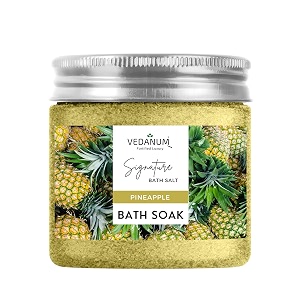 vedanum premium aromatic pineapple bath salt for skin nourishment relaxing foot massage pain relief and aromatherapy - 200 gm jar