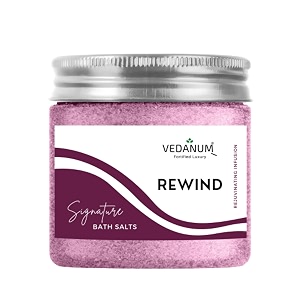 vedanum ultra therapeutic rejuvinating bath salt with dead sea salt and pink salt for skin nourishment foot massage pain relief and toxic removal - 200 gm jar