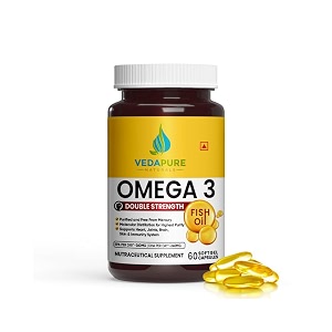 vedapure omega 3 fish oil 1000mg  60 softgels  360mg epa amp 240mg dha  heart brain amp joint support  omega3 supplement for men amp women  pack of 1