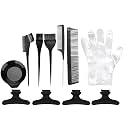 Hair Dying Coloring 3 Brush With 2 Comb, 1 Mixing Bowl, 4 hair Claw Clip And 20 Hairdressing Gloves Set (Black)