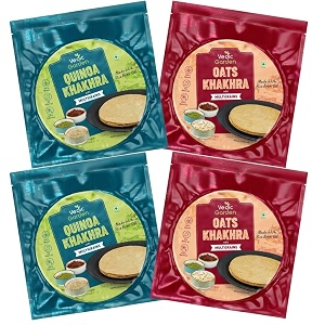 vedic garden oats amp quinoa khakhra combo with multigrain  healthy indian snacks  100 roasted  no palm oil  high in protein amp fiber  crispy diet snack for weight loss  pack of 4