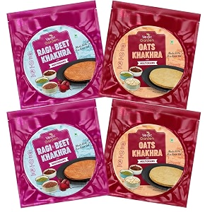 vedic garden oats amp ragi beetroot multigrain khakhra combo - 2pcs oats  2pcs ragi  100 roasted  no palm oil  high protein amp fiber  healthy indian diet snack for weight loss