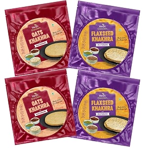 vedic garden oats amp flaxseed khakhra combo with multigrain  healthy indian snacks  100 roasted  no palm oil  high protein amp fiber  crispy diet snack for weight loss  pack of 4