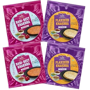 vedic garden ragi beetroot amp flaxseed khakhra combo with multigrain  healthy indian snacks  100 roasted  no palm oil  high protein amp fiber  crispy diet snack for weight loss  pack of 4