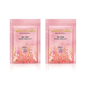 vedic valley manicure pedicure kit for women amp men with foot peeling mask d-tan scrub amp moisturizing cream mani pedi care kit for repairs cracked heels removes dead skin  guava 75gm - pack of 2