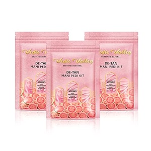 vedic valley manicure pedicure kit for women amp men with foot peeling mask d-tan scrub amp moisturizing cream mani pedi care kit for repairs cracked heels removes dead skin guava 75gm - pack of 3