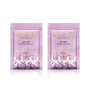 vedic valley certified natural detan manicure amp pedicure kit  repairs cracked amp dry heels  with organic actives for deep moisturization 75 gm each lavender amp chamomile pack of 2