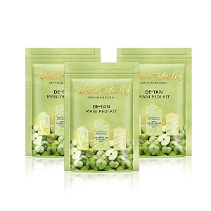 vedic valley certified natural detan manicure amp pedicure kit  repairs cracked amp dry heels  with organic actives for deep moisturization 75 gm each apple amp honey pack of 3