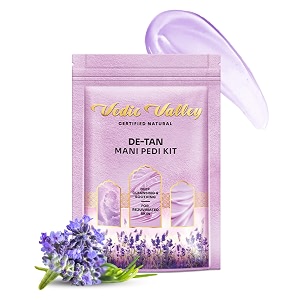 vedic valley manicure pedicure kit for women amp men with organic actives to repair cracked amp dry heels for deep moisturization with soak wash d-tan scrub foot peeling mask amp cream lavender 75gm