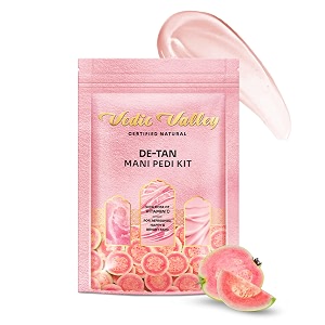 vedic valley manicure pedicure kit for women amp men with foot peeling mask d-tan scrub amp moisturizing cream mani pedi care kit for repairs cracked heels removes dead skin hydrates amp nourishes hands amp feet  guava 75gm
