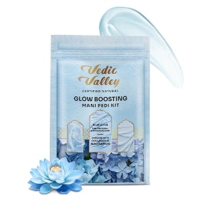 vedic valley manicure pedicure kit for women amp men with foot peeling mask d-tan scrub amp moisturizing cream mani pedi care kit for repairs cracked heels removes dead skin hydrates amp nourishes hands amp feet  blue lotus 75gm