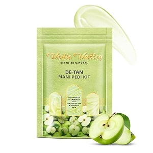vedic valley manicure pedicure kit for women amp men with foot peeling mask d-tan scrub amp moisturizing cream mani pedi care kit for repairs cracked heels removes dead skin hydrates amp nourishes hands amp feet  apple 75gm