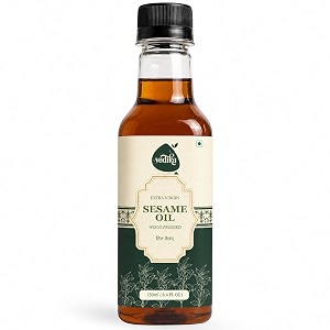 vedika organics extra virgin sesame oil 250 ml  unrefined  kacchi ghanikolhu  100 pure amp natural  extra-virgin oil  cold pressed for cooking  black sesame oil  250 ml