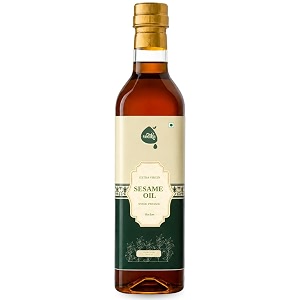 vedika organics extra virgin black sesame oil for cholesterol free cooking massage oral detox - 100 natural seasame oil kacchi ghani til oil - a1 grade extra-virgin sesame oil 1 liter