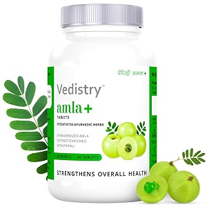 vedistry amla tablets  ayurvedic immunity amp energy booster  with amla amp piperine for better absorption  rich in vitamin c amp antioxidants for hair growth anti-ageing energy amp overall wellness  60 tablets pack of 1
