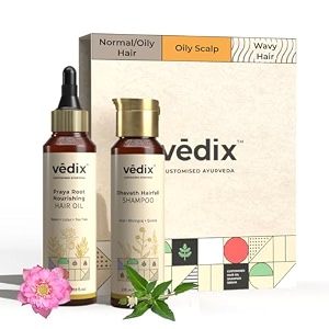 vedix ayurvedic shampoo amp hair oil combo  normaloily scalp amp wavy hair