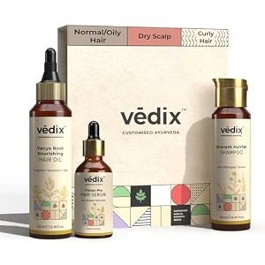 vedix ayurvedic anti-hairfall 3 pc kit  oily scalp amp wavy hair