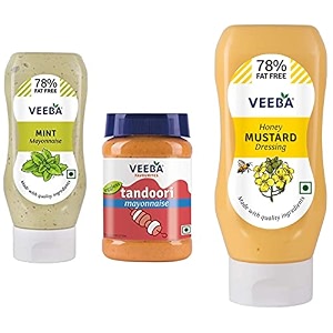 veeba mint mayonnaise 300g and tandoori mayonnaise 250g - pack of 2veeba honey mustard dressing 300g