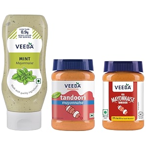 veeba mint mayonnaise 300g and tandoori mayonnaise 250g - pack of 2