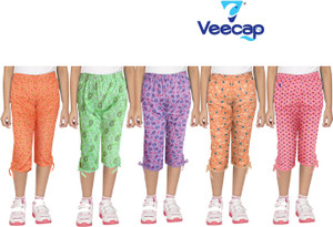 veecap capri for girls casual printed cotton blend multicolor pack of 5