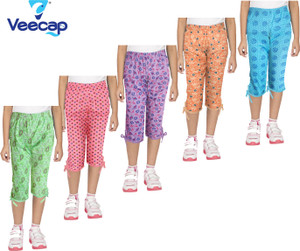 veecap capri for girls casual printed cotton blend multicolor pack of 5
