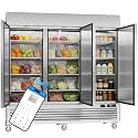 VEECOOL 72 cu.ft Commercial Refrigerator WiFi-Enabled, 82" Two Section Full Door Stainless Steel Reach in Refrigerator, LED Lighting, App and Digital Control, R290 Refrigerant, ETL&ETL Sanitation