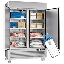VEECOOL Commercial Freezer Upright WiFi Enabled, 54.4" Solid Door Reach-In Freezer with LED Lighting, APP Control Fan Cooling, R290 Refrigerant, Stainless Steel, 49 cu.ft. Capacity, ETL&ETL Sanitation