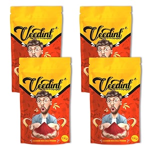 veedint red chilli powder kashmiri kashmiri lal mirch powder mirch powder indian origin refill foil bag pack 4 kg