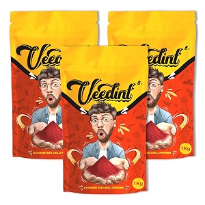 veedint red chilli powder kashmiri kashmiri lal mirch powder mirch powder indian origin refill foil bag pack 3 kg