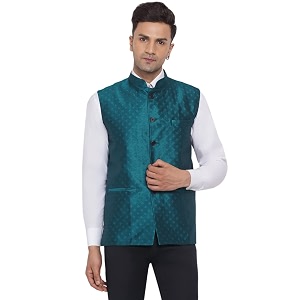 Veera Paridhaan Mens Jacquard Printed Nehru Jacket