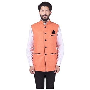 Veera Paridhaan Mens Jute Beige Solid Pattern