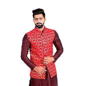 Veera Paridhaan Mens Poly Cotton Jute Nehru