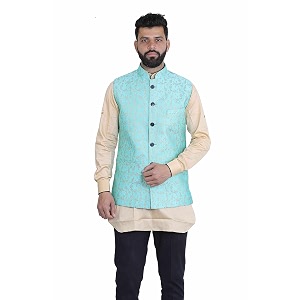 Veera Paridhaan Mens Poly Cotton Jute Nehru
