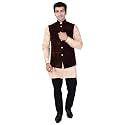 Veera Paridhaan Men39s Solid Brown Velvet Nehru