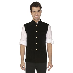 Veera Paridhaan Mens Velvet Solid Nehru Jacket