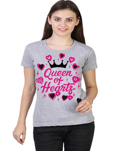 VEERAA CLOTHING Printed Women Round Neck Grey