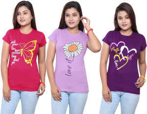 VEERAA CLOTHING Printed Women Round Neck Multicolor