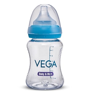 vega baby amp mom tritan feeding bottle 250ml wide neck - blue  made of durable tritan  bpabps free  shatter proof  suitable for 4 month babies vbfb4-04