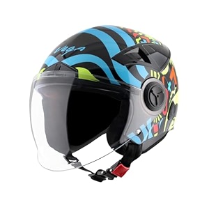 vega abs plastic blaze dx bz1 open face helmet black amp neon yellow large