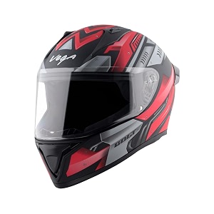 vega bolt martial full face riding helmet with matte shell comfortable liner shock absorbing interior ventilated fit lightweight build and modern dull black red styling dull black red-m