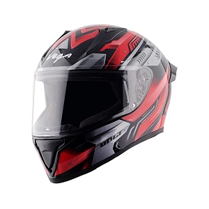 vega bolt martial full face motorcycle helmet with lightweight shell shock absorbing interior comfortable liner ventilated fit aerodynamic build and trendy black red finish black red-l