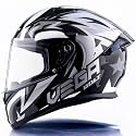 Vega Bolt Speedx Motorcycle Helmet with Aerodynamic Shell, Lightweight Build, Shock Absorbing Interior, Comfortable Liner, Ventilated Fit, and Trendy Black Grey Finish Black Grey-L