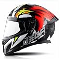 Vega Bolt Speedx Motorcycle Helmet with Aerodynamic Shell, Lightweight Build, Shock Absorbing Interior, Comfortable Liner, Ventilated Fit, and Trendy Black Red Finish Black Red-L