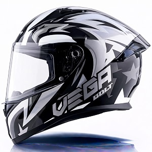 vega bolt speedx riding helmet with lightweight shell comfortable liner shock absorbing interior ventilated design aerodynamic build and modern black grey styling black grey-m
