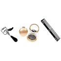 VEGA Compact Hair Brush with Foldable Mirror, (R2-FM), Color may vary & Vega Premium Eye Lash Curler & Vega Half Coarse and Half Fine General Grooming Comb, Black