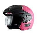 Vega Cruiser ISI Certified Lightweight &amp; Compact with Peak Open Face Helmet for Men and Women with Clear Visor(Pink, Size:M)