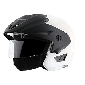 vega cruiser isi certified lightweight amp compact with peak open face helmet for men and women with clear visorwhite sizem